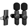K9 Type C Duel Wireless Lavalier Microphone Noise Reduction Outdoor Live Broadcast USB Lavalier Microphone For Mobile Phone. 