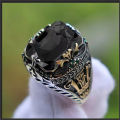 Luxury Multiple Colors Saudi Arabic Mens Fashion Stainless Steel Thai Silver Gemstone Jewelry Rings. 