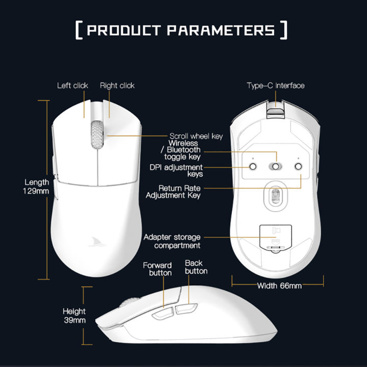 Motospeed%20Darmoshark%20M3%204KHz%20Wireless%20Bluetooth%20ESports%20Gaming%20Mouse%2026K%20DPI%20PAM3395%20Optical%20Sensor%20Nordic%2052840%20For%20PC%20Laptop%20-%20Image%207