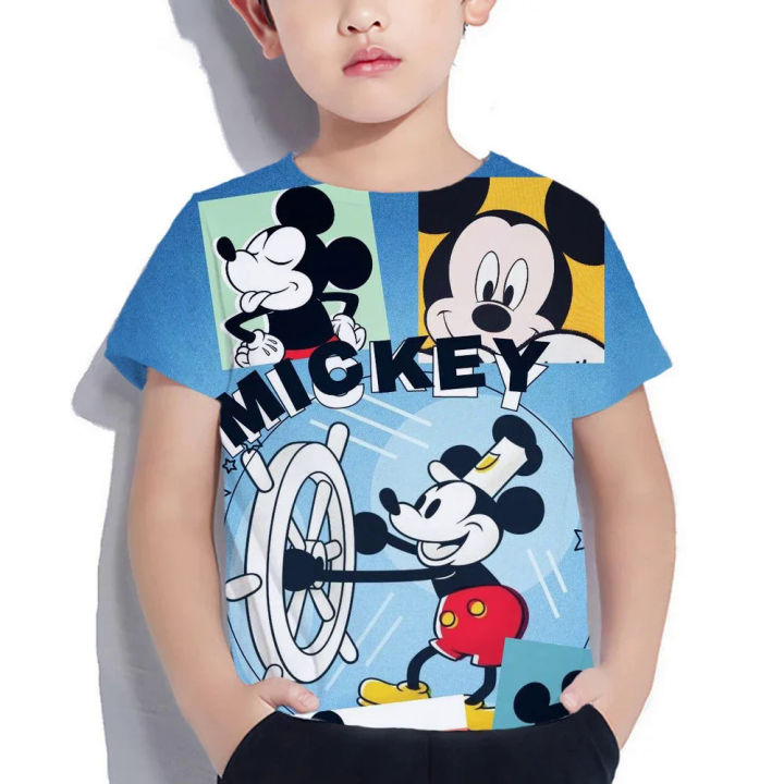 2024 summer disney Mickey Mouse 3d Print T-Shirt Boys Girls Cartoon T-Shirts Summer Short Sleeve T-Shirt Cartoon Clothing