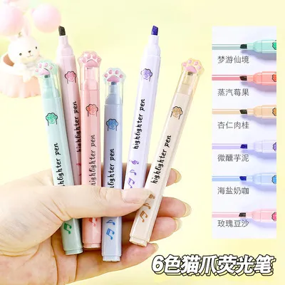 Cat's%20claw%20highlighter%20large%20capacity%20wholesale%20student%20textbook%20focus%20mark%20cute%20stationery%20girl%20heart%20hand%20account%20marker%20-%20Image%203