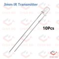 10Pcs- IR Transmitter LED Sensor 3mm 940nm IR LED Light Infrared Transmitter RX LED Sensor Light 3mm For Electronics TV Camera Remote Control.
