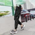 Women Fashion Streetwear Cargo Pants Black Ankle Length Elastic Waist Joggers Female Loose Trousers Casual Plus Size.
