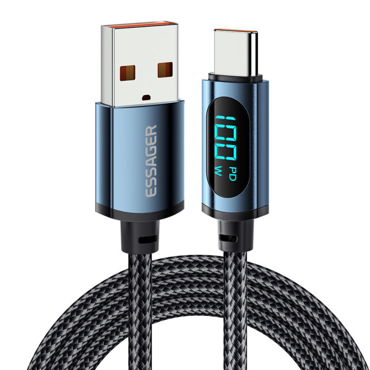 ESSAGER%207A/PD%2029W/PD%20100W%20Type-C%20To%20USB%20A/Type-C/iP%20Fast%20Charge%20Digital%20Display%20Data%20Cable%20For%20Samsung%20Galaxy%20S22%20S22%20Ultra%20For%20Xiaomi%20Mi%2012T%20Redmi%20Note%2012%20For%20iPhone%2014%2014%20Plus%2014%20Pro%20Max-1M-29W%20-%20Image%202