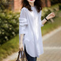 ZANZEA Women Casual Loose Button Up Shirt Solid Loose Side Slit Office Blouse Tops.