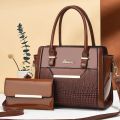 2024 spring new shiny leather embossed crocodile pattern mother and child bag large capacity shoulder crossbody PU leather handbag women's bag.