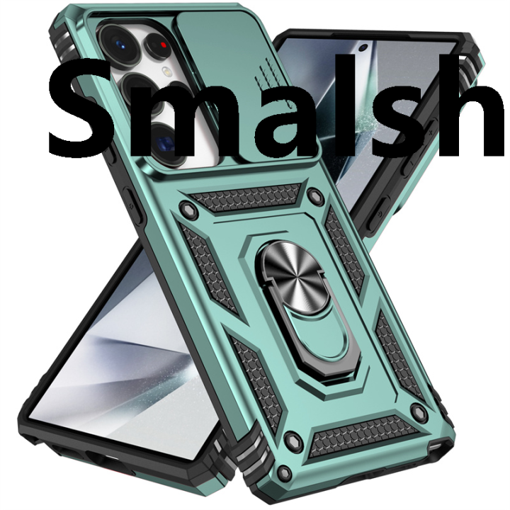 Smalshop For Samsung Galaxy S25 Ultra 5G S25 Plus Case Armor Magnetic Ring Holder Cover For Galaxy S25 Plus S25Ultra S 25 Slide Lens Protect Funda