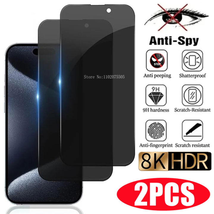 2Pcs Best 8K Privacy Screen Protector for iPhone 15 14 13 12 11