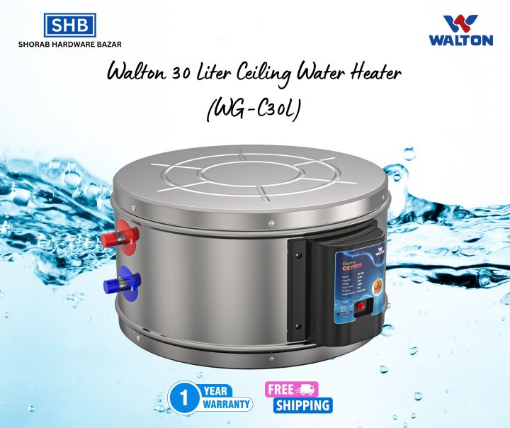 Walton 30 Liter False Ceiling Water Heater/Geyser with Official 1 Years Warranty & Free Shipping