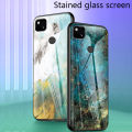 Biruiqu For Google Pixel 4A Shockproof Fashion Marble Tempered Glass Back Case Cover.