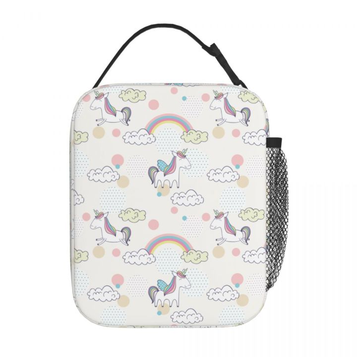 Rainbow Cloud Cute Unicorn Insulated Lunch Bag For Girl School Storage Food Box Portable Cooler Thermal Bento Box Outdoor