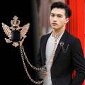 Wings Crown Stoned Chain Brooch Lapel Pin Fashion Suit/Outfit Accessories For Men & Women. 