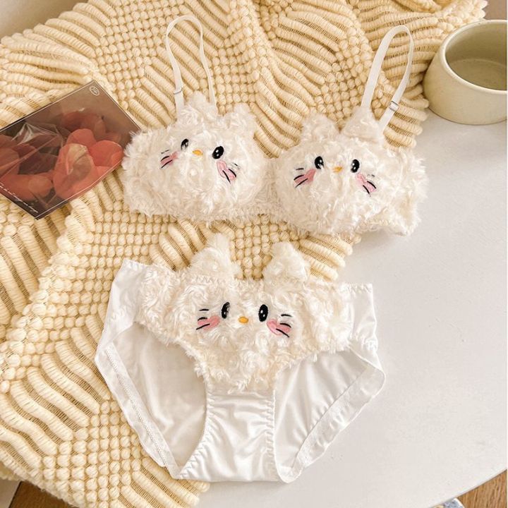 Fluffy%20Cat%20Cartoon%20Plush%20Bra%20Panty%20Set%20Cozy%20Mid-Rise%20Bikini%20Briefs%20Cute%20Underwear%20for%20Women%20Comfortable%20Lingerie%20for%20women%20-%20Image%202