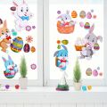 Cartoon Easter Window Static Sticker Cute Rabbit Carrot Egg Wall Sticker For Home Room DIY Decoration Easter Party Supplies. 