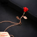 Women Elegant Rose Flower Pendant Chain Necklace Jewelry Valentines Day Gift.