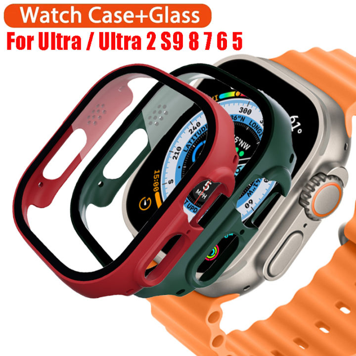 6 SE9 8 7 watch for i case screen protector 2mm 38m 41mmmm 45ma 2 49e Ultr for App glass + cover for le watch Cas 44mm 40mm 4mm tempered outside