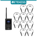 Retekess 1 FM Transmitter FT11+10 TR108 Neck Hanging FM Receiver Earphones Wireless Voice Transmission System For TOEFL IELTS, Meeting, Training, Tour Guides.
