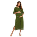 Zipper Women Sleepwear Pajama Maternity Dress 3/4Sleeve Nursing Baby Breastfeeding Nightdress Pregnancy Dress пижама хлопок. 