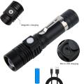 Brillante Torcia LED Torch USB Rechargeable, Super Bright 600 Lumen Zoomable Pocket Torch Flas-hlight, Adjustable Focus Waterproof Powerful Torch for Camping, Hiking, Walking, Fishing (18650 Battery Included). 