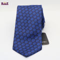 Navy Blue Circle Flower Embroidered Necktie For Men. 