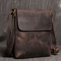 Vintage Brown Crossbody for Men Genuine Leather Men's Casual Shoulder Bag Fashion Design Sling Bag 7.9 inch ipad Phone Bag.