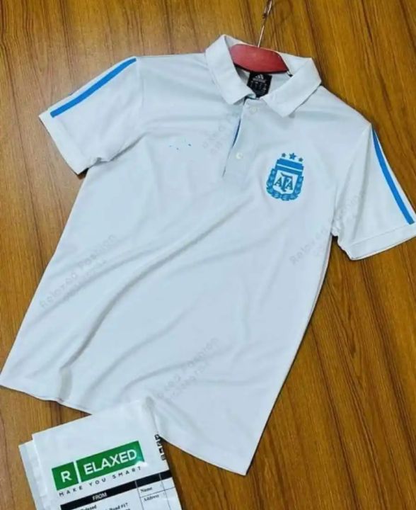 Flaunt The Argentina Football Jersey, Short Sleeve Collar Football Jersey - Showcase Your Football Fandom