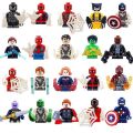 24 piece set of building blocks, Marvel superhero Iron Man Spider Man movable doll Avengers anime character building block hero KankongAgu.