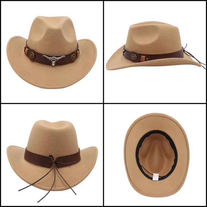 Western%20Men's%20Cowboy%20Hat%20for%20Women%202024%20Winter%20Autumn%20Black%20Wide%20Brim%20Bull%20Head%20Cowboy%20Man%20Felt%20Hats%20Jazz%20Cowgirl%20Caps%20-%20Image%206