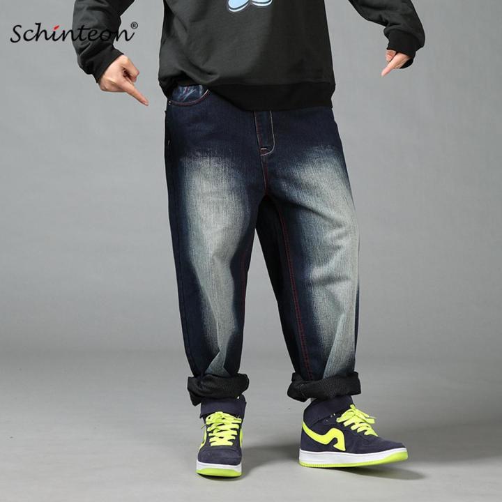Schinteon New Over Size Jean Baggy Pants Men Loose Casual Denim Skateboard Streetwear Wide Leg Hiphop Trousers 44 46 48