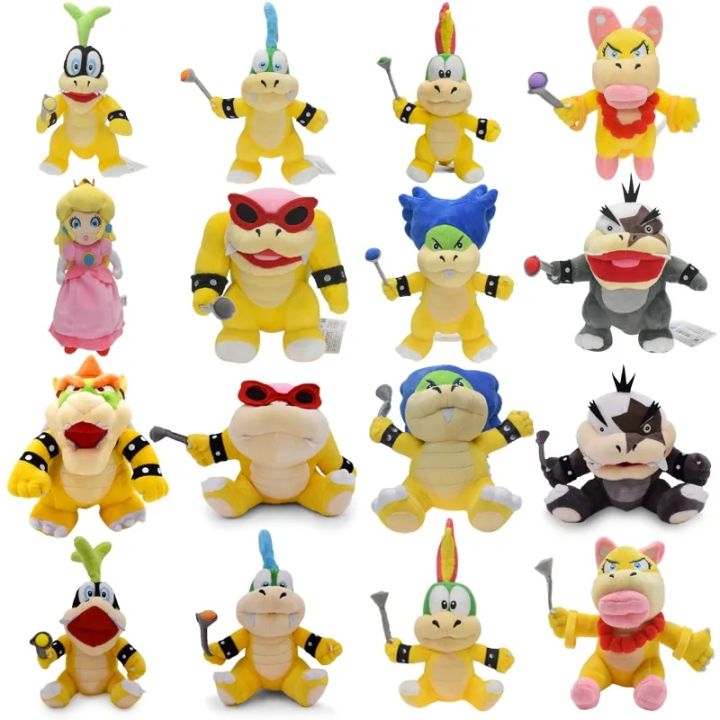 Mario Plush Toys Princess Peach Bowser Koopa JR Ludwig Roy Morton Wendy Lemmy Iggy Larry Anime Stuffed Cartoon Peluche Dolls Outlier Aeuinv