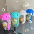 Hourser Double-layer portable Salad Cup with Fork multi-purpose fresh-keeping sub-packing box Weight Loss Salad Shaker Cup.