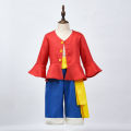 Anime Monkey D Luffy Full Set Cosplay Costume for Boys Halloween Carnival Outfits Children Straw Hat Coat Pants Belt Suit. 