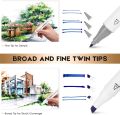 Deli E70803-12 Sketch marker Dual Tip Art Marker, Brush and Chisel, Sketch Marker for Painting Sketching Calligraphy Drawing, Colouring Marker Pens for Sketching 12 Colours.
