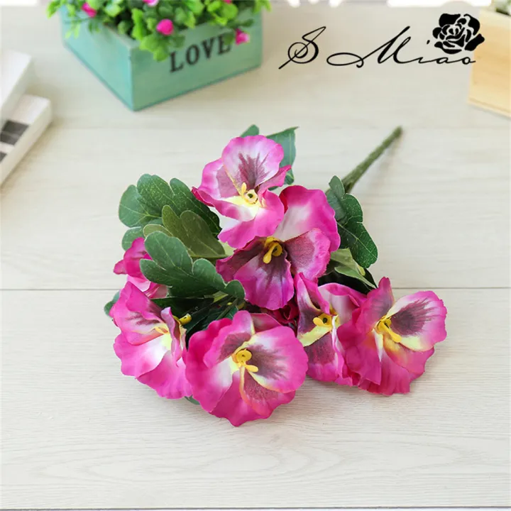 Home%20Wedding%20Garden%20Deor%2010%20Heads%20Stems%20Artificial%20silk%20Flowers%20Pansy%20Bunch%20-%20Image%207