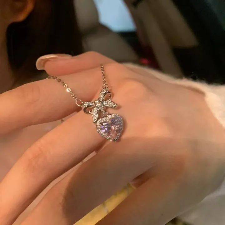 Cute%20Bow%20Heart%20Pendant%20Necklace%20with%20Elegant%20Pink%20Zircon%20Classic%20Simple%20Style%20for%20Ladies%20&%20Women%20Pendant%20Necklaces%20for%20Anniversary%20Weddings%20&%20Parties%20Jewelry%20Gift%20-%20Image%208