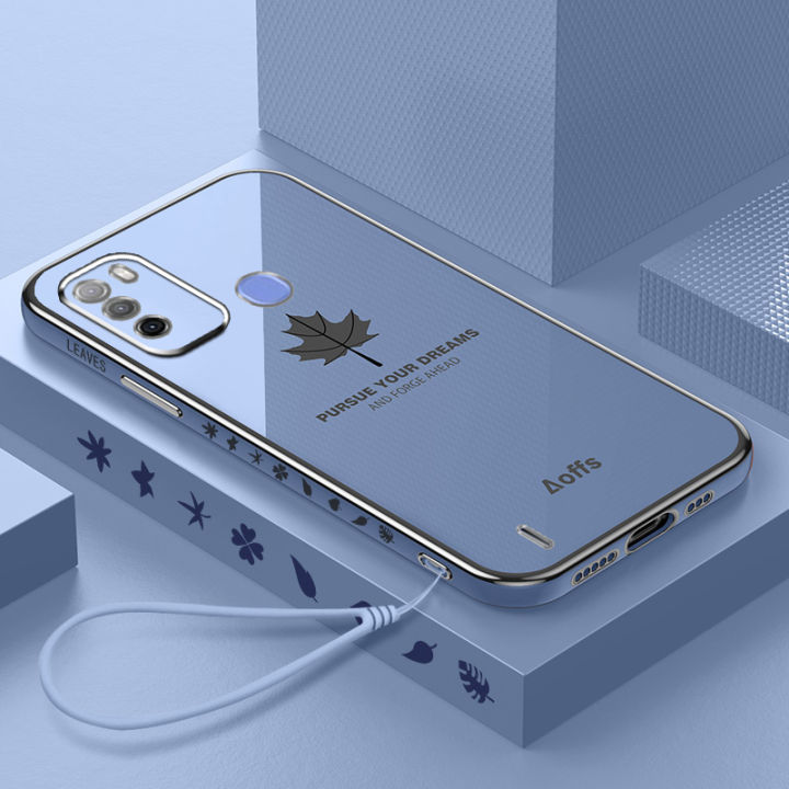 COROGI%20for%20Itel%20Vision%201%20Pro%20/%20Itel%20S16%20Back%20Cover%20with%20Lanyard%20Luxury%20Plating%20Maple%20Leaf%20Stylish%20Fancy%20Case%20Soft%20Silicone%20Square%20Mobile%20Phone%20Cases%20Pouch%20for%20Girls%20Boys%20-%20Image%202