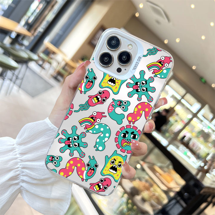 Fun Cartoon Picture Frosted Double-Layer Color Silver Phone Case