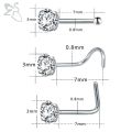 ZS 3-12pcs/lot Stainless Steel Nose Stud Set Round Heart Star CZ Crystal Nose Piercings 3MM L Shape Nostril Piercing Jewelry 20g. 