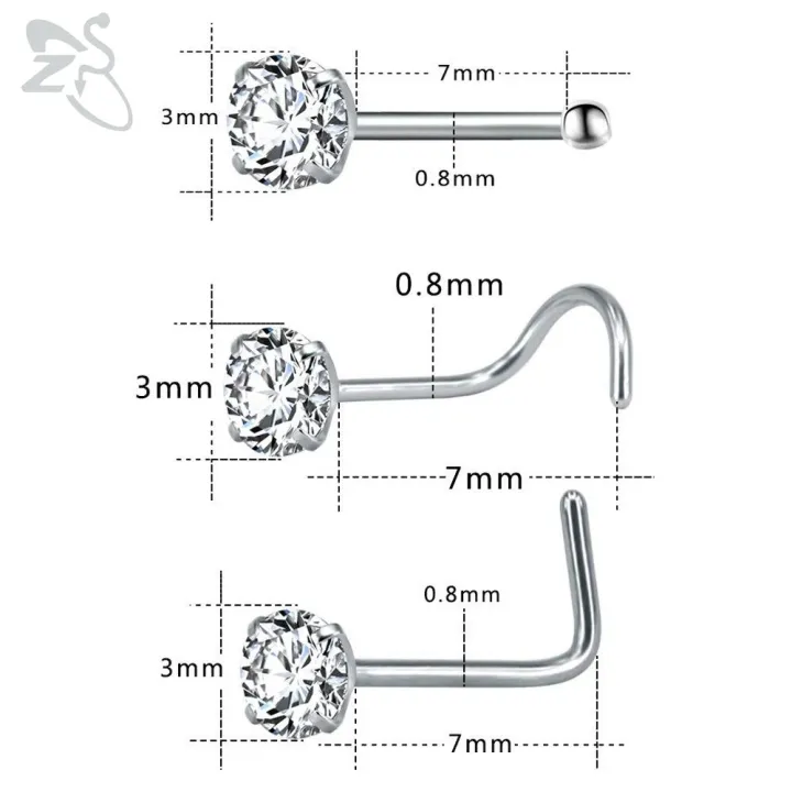 ZS%203-12pcs/lot%20Stainless%20Steel%20Nose%20Stud%20Set%20Round%20Heart%20Star%20CZ%20Crystal%20Nose%20Piercings%203MM%20L%20Shape%20Nostril%20Piercing%20Jewelry%2020g%20-%20Image%204