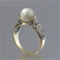 1PC Fashion Vintage Inlaid White Pearl Ring Gold Plated Ladies Ring Jewelry Wedding Ring Engagement Ring Rings For Women.