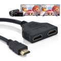 HDMI Male to 2 HDMI Female 1 in 2 out Splitter Cable better signal transfer Build-in HDMI ports. 