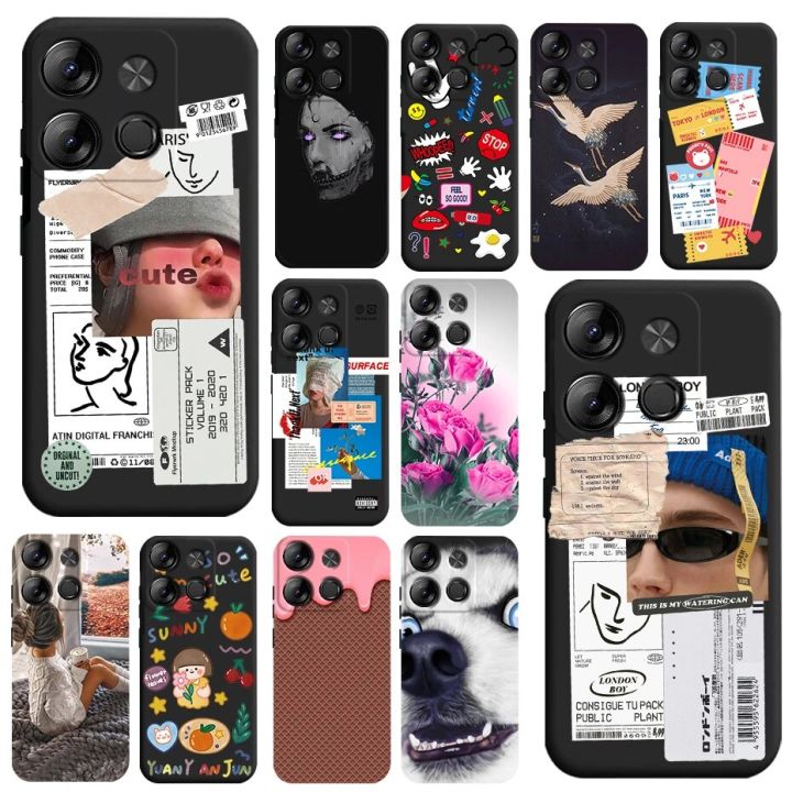 For Tecno Pop 7 Pro Case Pop7 Pro BF7 Fashion Art Label Painted Soft Silicone Phone Case For Tecno Spark Go 2023 Back Cover Etui