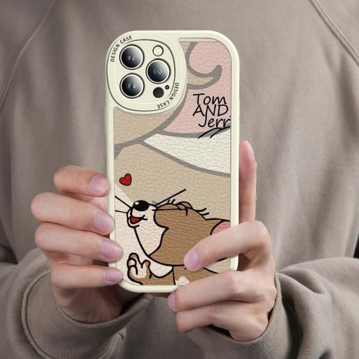 Casing%20For%20Iphone%2014%2013%2012%20Pro%20Max%20Case%20Soft%20Couple%20Back%20Cover%20Anime%20Cat%20And%20Mouse%20Tom%20Jerry%20Leather%20Silicone%20Shockproof%20Fashion%20Cute%20Anti-Knock%20Lens%20Protection%20Lambskin%20TPU%20-%20Image%202