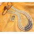 3 Layer Faux pearl Strand Beads and mala/Necklace, Long Necklace,, Daily,Party,Office,Casual,Wedding wear Jewelry for Women/Girls. - Necklace For Girls. 