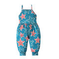 Girls children's summer suspender backless star jumpsuit American Independence Day climbing jumpsuit children's clothing. 