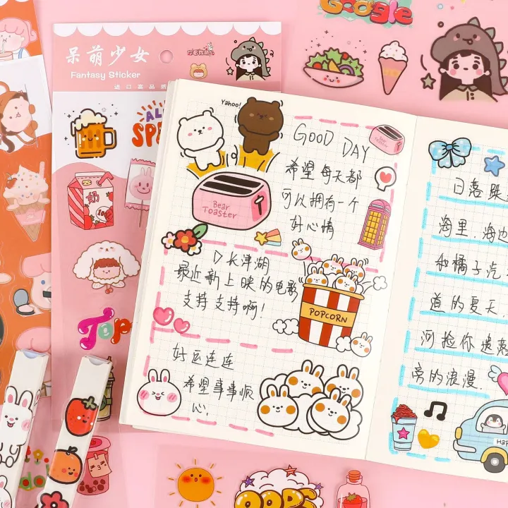 6%20Sheets%20Cute%20Cartoon%20Series%20Waterproof%20PVC%20Stickers%20Transparent%20Kawaii%20Album%20Diary%20Journal%20Decorative%20Crafts%20Scrapbooking%20DIY%20Sticker%20Gift%20-%20Image%204