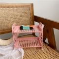 Kawaii Macaron Minimalist Desk Desktop Organizer Storage Rack Student Dormitory Folding Hollow Shelf Skin Care Storage Shelf. 