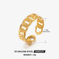 Dainty 18K PVD Gold Stainless Steel Link Chain Retro Rings Polished Non Tarnish Jewelry Ring For Women.