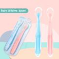 HelloKimi 3pcs Baby Feeding Spoons Silicone Spoon Set Training Tableware Kids Spoons Training Spoons Baby Feeding Soft Head Spoons Cutlery Set with Storage Box.