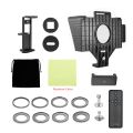 Universal Teleprompter Portable Prompter with BT Remote Control Lens Adapter Ring - black. 